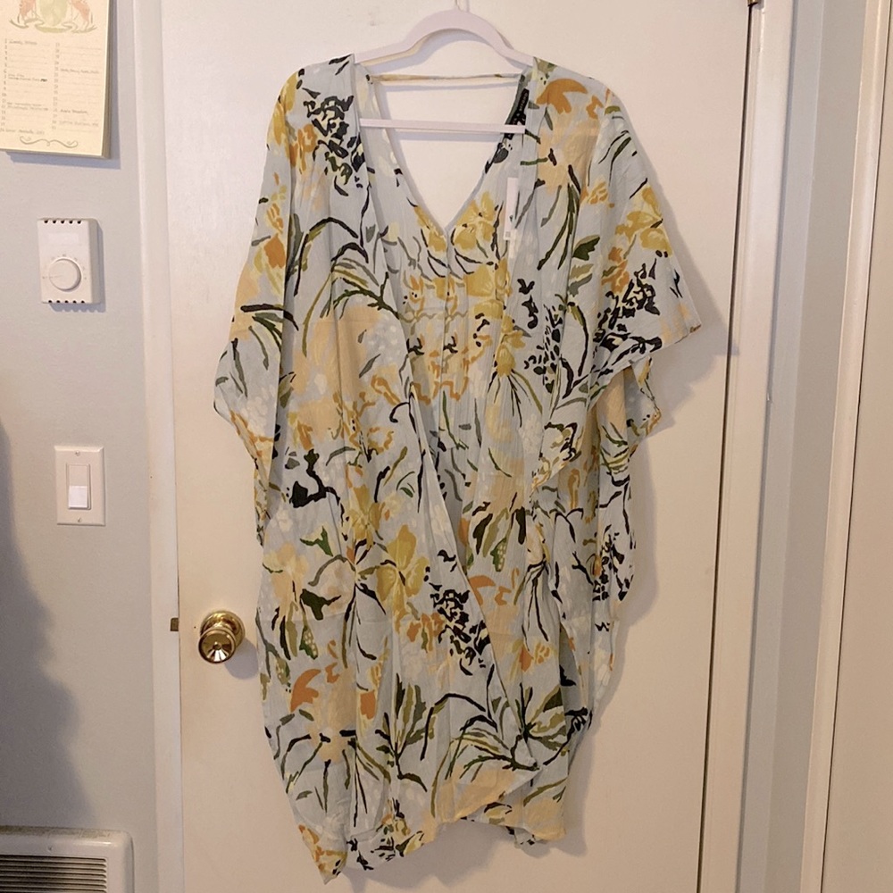 NWT American & Beyond Cotton Swim kimono Coverup floral